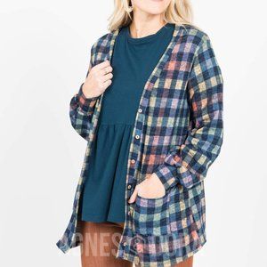 Agnes & Dora™ Blouson Essential Cardigan Navy Chec